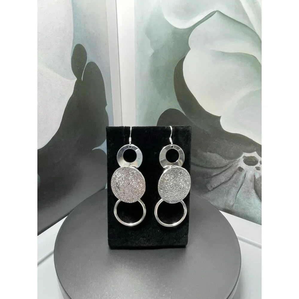 Izabella Shay Layered Drop Rings Sterling Silver Earrings Gift Packaged
